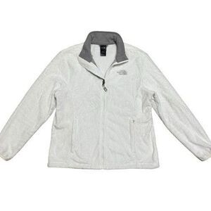 The North Face Women's XL Osito Fleece Coat Jacket White Gray Full Zip Fluffy